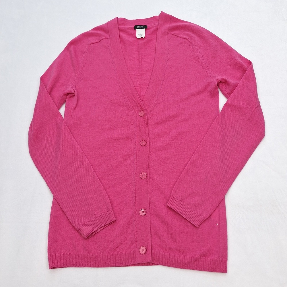 J.Crew Cardigan Womens Small Pink Merino Wool V-Neck Button Front Sweater 11659